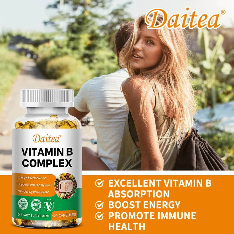 Organic Vitamin B Complex - Absorption, Supports Energy, Immune Health, Antioxidant Supplement - 120 Vegetarian Capsules