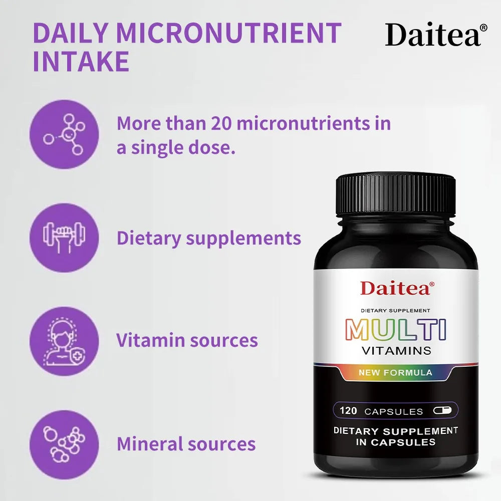Multivitamin & Minerals Capsule for Women and Men,Support Energy,Focus,Mood,Hair,Skin and Nails Health,Relieve Stress
