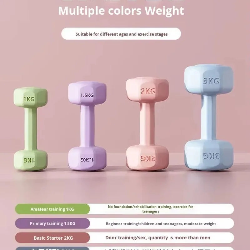 1Pcs 2kg Coated Dumbbells Home Fitness Equipment New Design for All Ages Arm Muscle Training Men Women Kids Exercise Weight