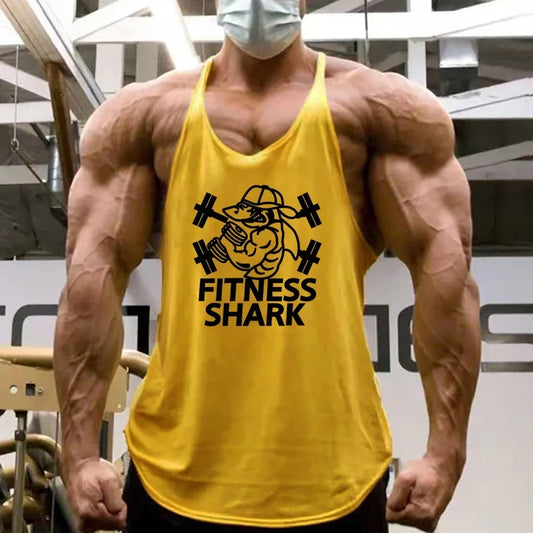 Summer Cotton Breathable Suspender Y-back Vests Gym Fitness Sleeveless Bodybuilding Sport Shirts Mens Workout Muscle Tank Tops