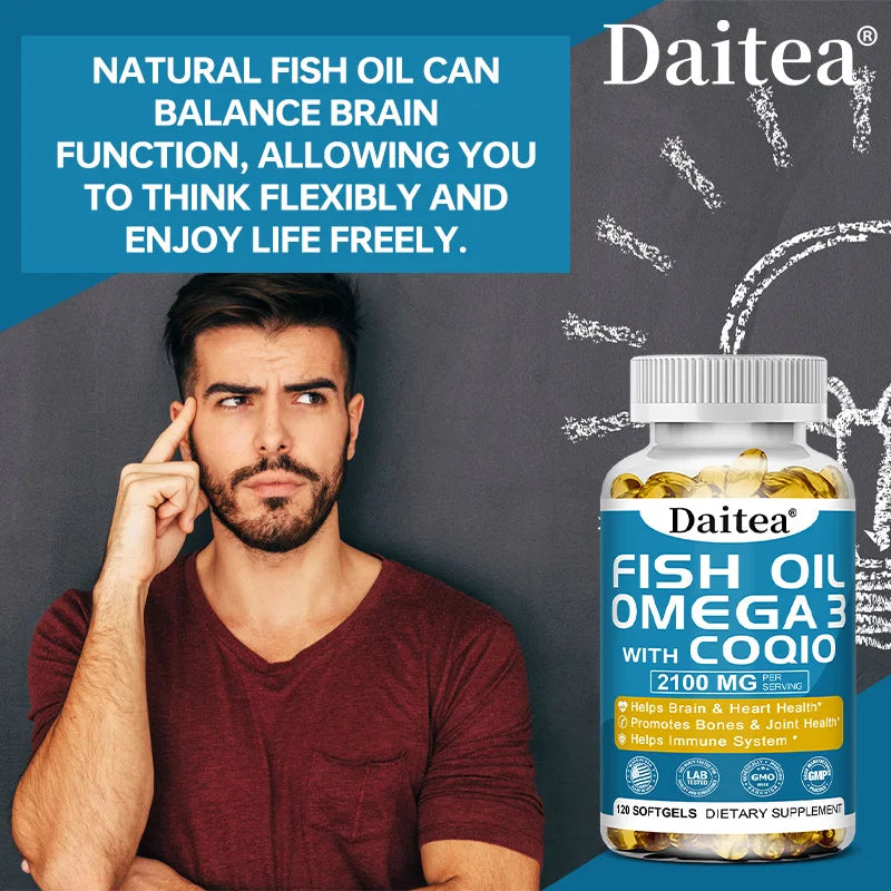 Omega 3 Fish Oil Capsules - Ultra-Pure Supplement - Promotes Joint, Eye, Skin Health, Supports Fatty Acids, Immune Support