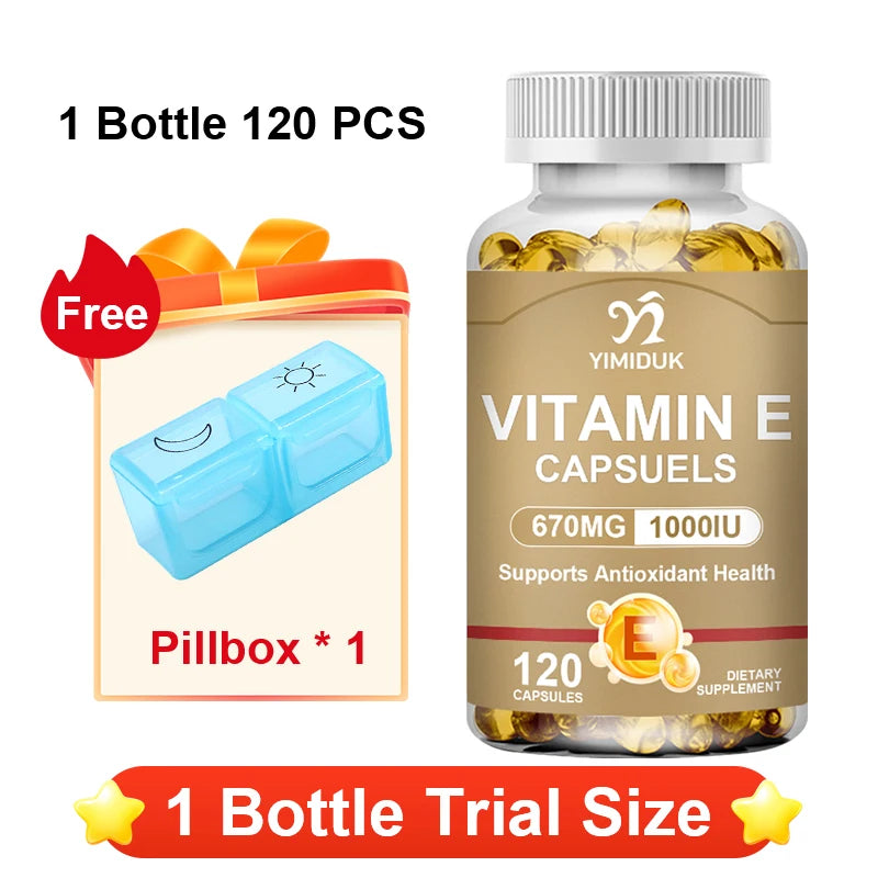Antioxidant Vitamin E Supplements, with Tocopherols & Safflower Oil, Boost Elasticity, Shrink Pores, Combat Aging