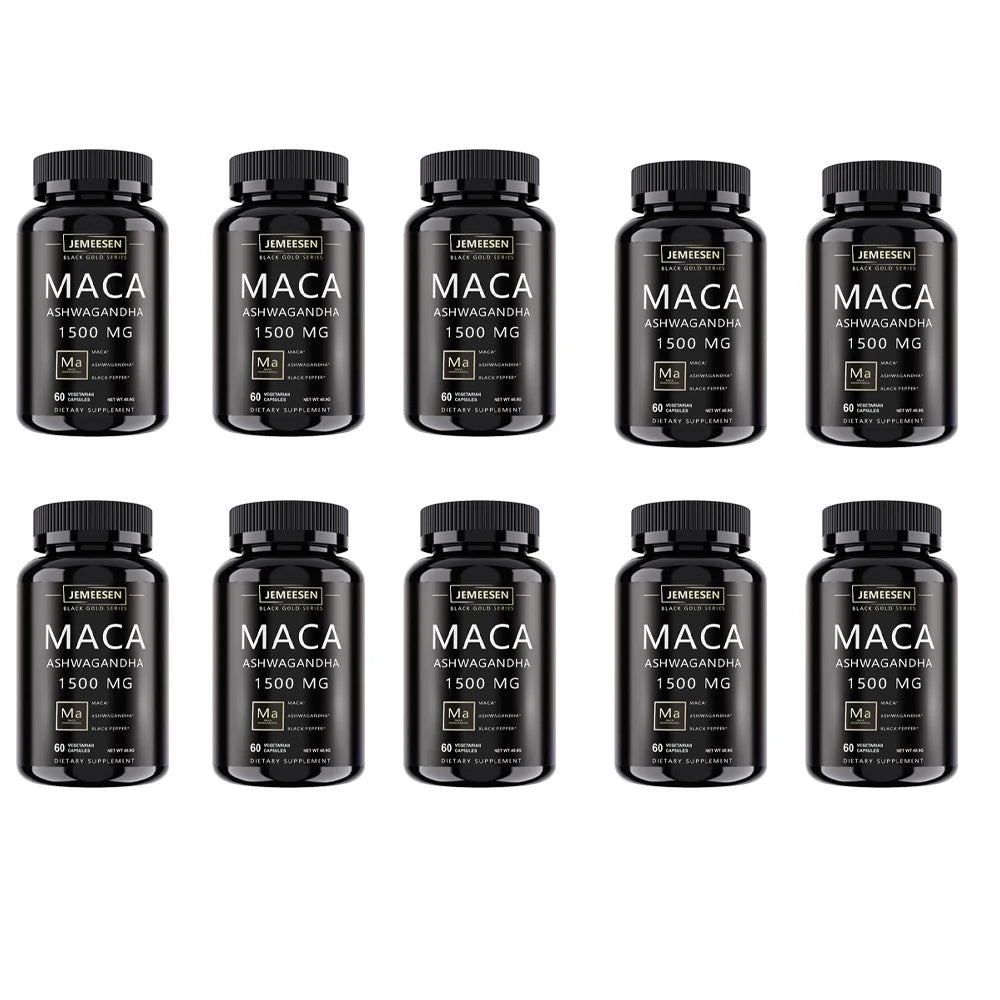 Organic Maca Root Powder Capsules 1500mg containing  Maca Root Extract,Ashwagandha,Black Pepper, Supplements for Men