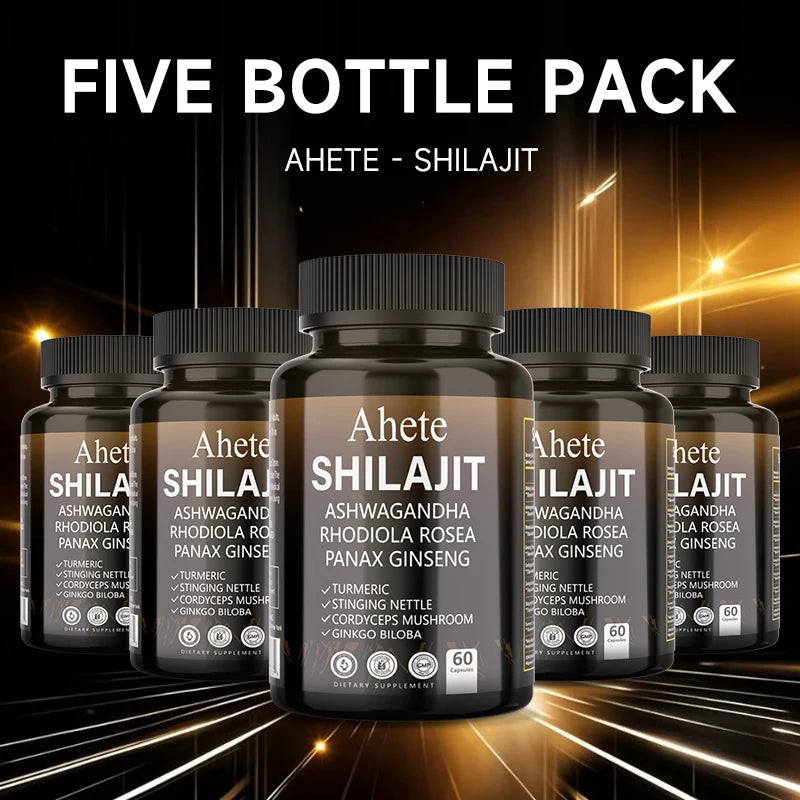 Ahete Shilajit Energy Supplement | 10 Herbal Extracts From The Himalayan Premium Shilajit, Ginseng, Ginkgo, Nettle, Turmeric.