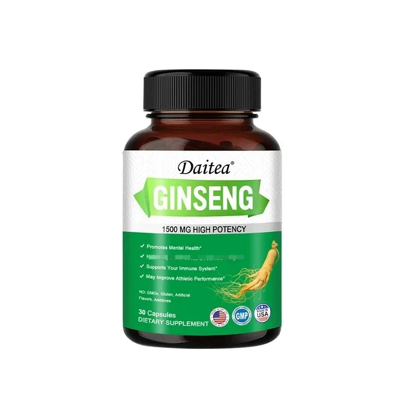 Panax Ginseng + Ginkgo Biloba Capsules, Supports Energy, Focus, Memory & Concentration, Brain Health & Physical Endurance