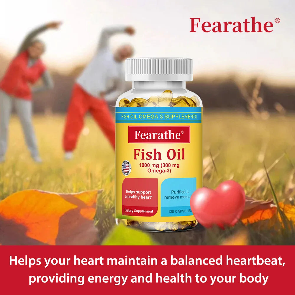 Omega 3 Fish Oil Capsules with EPA & DHA, Natural Essential Fatty Acid Supplement for Heart Brain Joint & Immune Wellness