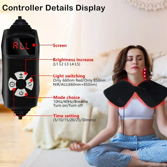 New Red Light Shoulder&Nape Physiotherapy Wearable Pad 660nm&850nm Infrared Light Therapy for Back Shoulder Neck Pain Relief
