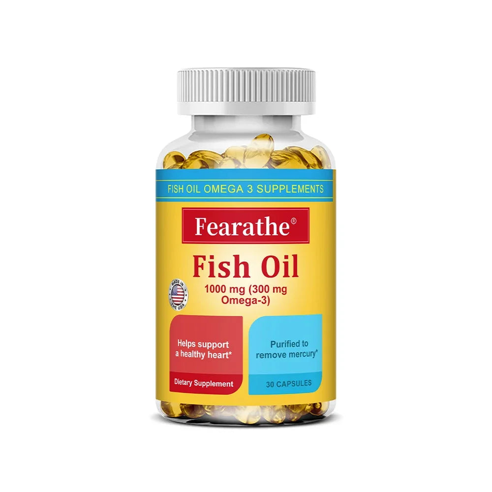 Omega 3 Fish Oil Capsules with EPA & DHA, Natural Essential Fatty Acid Supplement for Heart Brain Joint & Immune Wellness