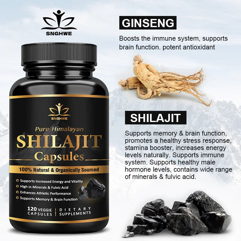 Himalaya Shilajit Capsule Original High in Trace Minerals& Fulvic Acid for Energy,Muscle Strength&Immunity, Endurance for Adult
