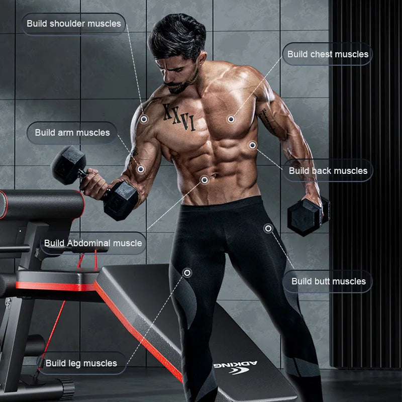 Fully Foldable Adjustable Fitness Bench, Exercise Use Fitness Dumbbell Bench, Multi-Functional Roman Chair, Inclined Bench