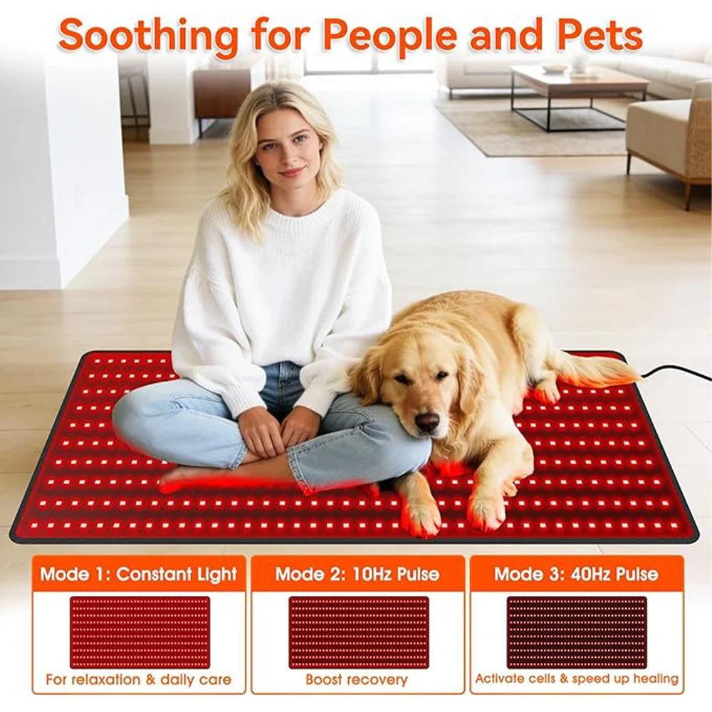 Red Light Mat for Body Large 39"x24" Infrared Light Pad with 400 LEDs Tri-Chip 660nm & 850nm for Back Leg Joint & Muscle Pain