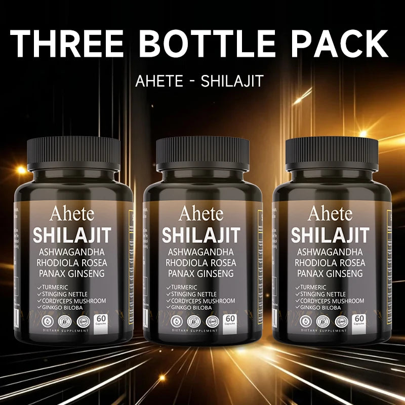 Ahete Shilajit Energy Supplement | 10 Herbal Extracts From The Himalayan Premium Shilajit, Ginseng, Ginkgo, Nettle, Turmeric.
