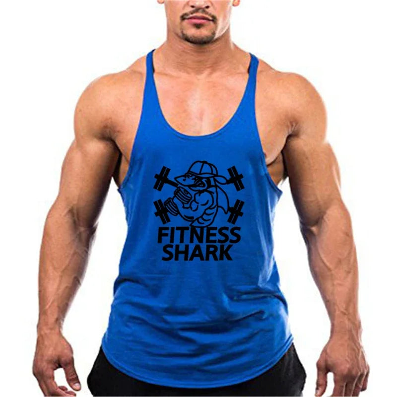 Summer Cotton Breathable Suspender Y-back Vests Gym Fitness Sleeveless Bodybuilding Sport Shirts Mens Workout Muscle Tank Tops
