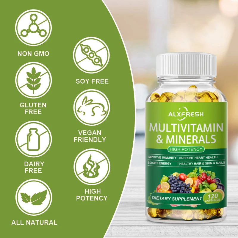 Comprehensive Multivitamin to Support Heart Hair Skin ＆ Nail Health levels Enhance Daily Nutrition Improve Immunity and Energy