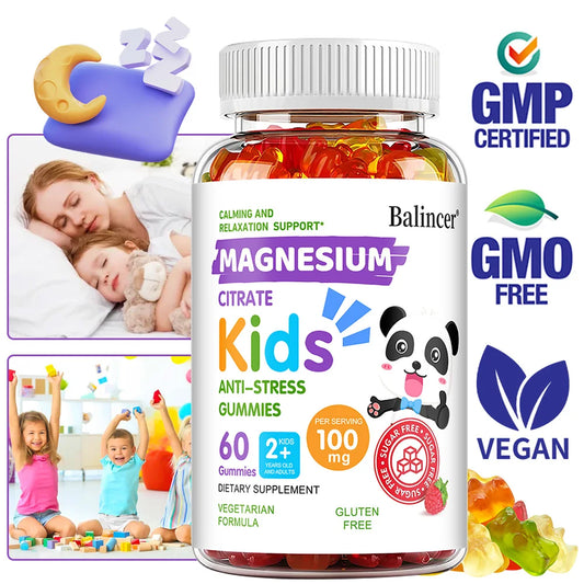Magnesium Citrate for Kids - Delicious Gummies for Sleep, Bone Health, Muscle Recovery, Heart Health, Mood, and Immune Support