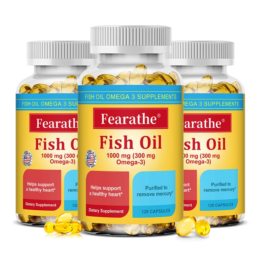 Omega 3 Fish Oil Capsules with EPA & DHA, Natural Essential Fatty Acid Supplement for Heart Brain Joint & Immune Wellness