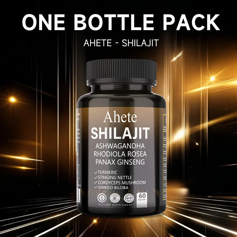 Ahete Shilajit Energy Supplement | 10 Herbal Extracts From The Himalayan Premium Shilajit, Ginseng, Ginkgo, Nettle, Turmeric.