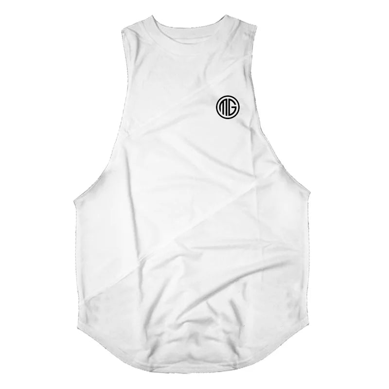 Muscleguys Running Vests Mens Gym Sleeveless Shirt Summer Cotton Stitching Mesh Breathable Fitness Tank Tops Muscle Singlets