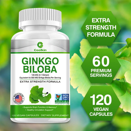 Ginkgo Biloba Extract Capsules - Promotes Brain Function and Memory, Attention, Antioxidant, Anti-Aging, Vegetarian