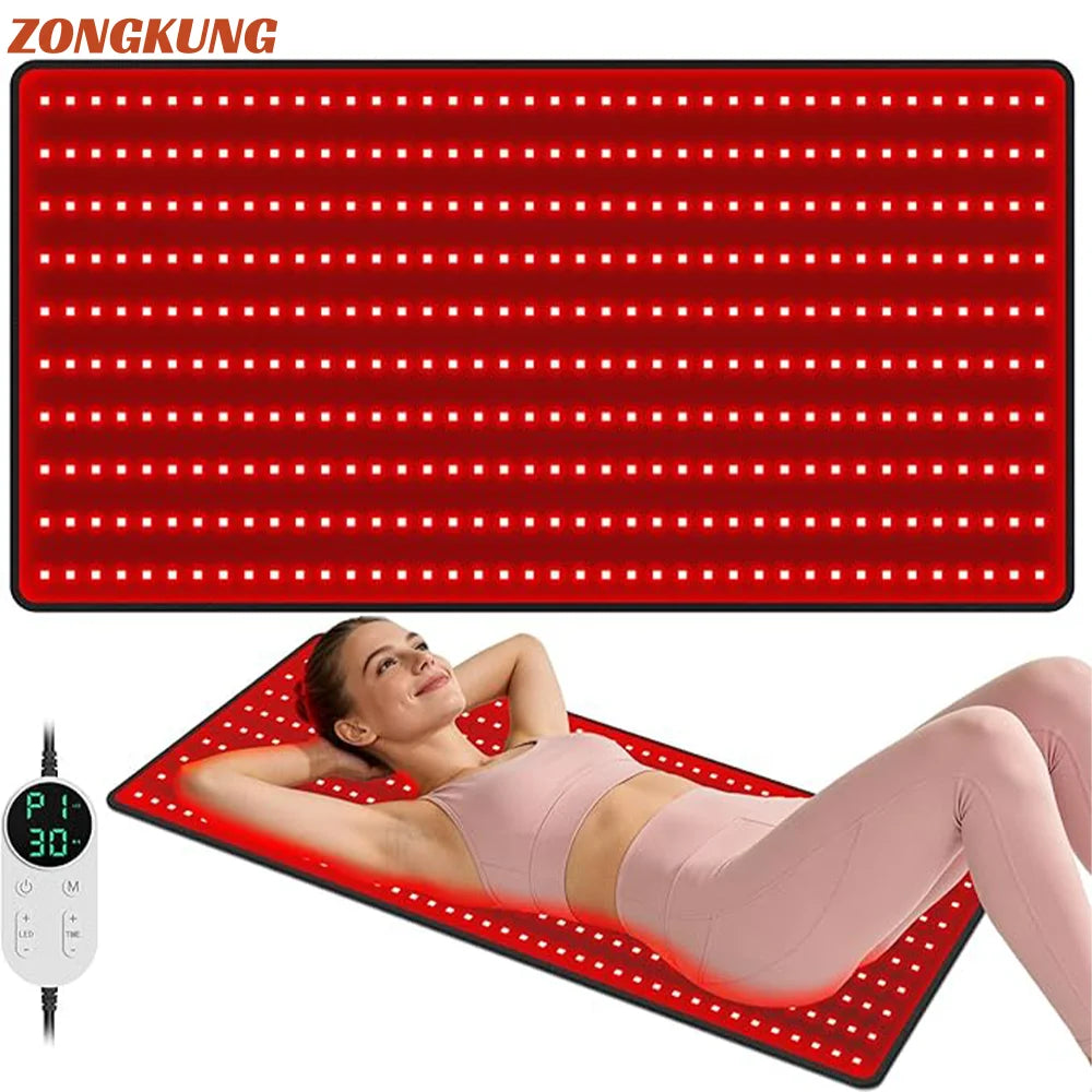 Red Light Mat for Body Large 39"x24" Infrared Light Pad with 400 LEDs Tri-Chip 660nm & 850nm for Back Leg Joint & Muscle Pain