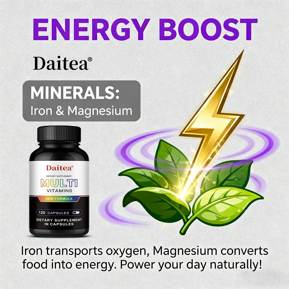 Multivitamin & Minerals Capsule for Women and Men,Support Energy,Focus,Mood,Hair,Skin and Nails Health,Relieve Stress