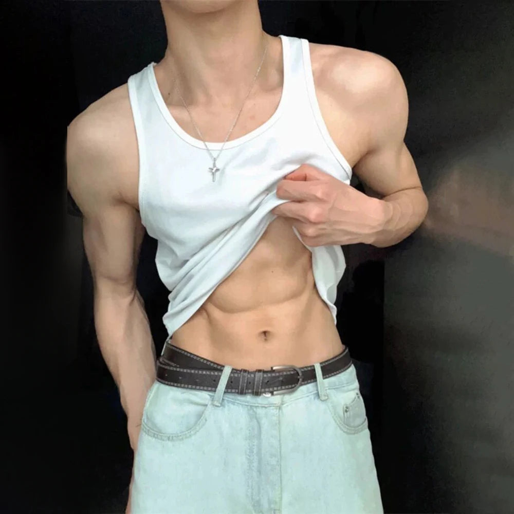 Mens Vest Plain Casual Cotton Tank Top Spring Gym Sports Fitness Daily All-Match Classic Sleeveless Top Men'S Clothing 2025 New