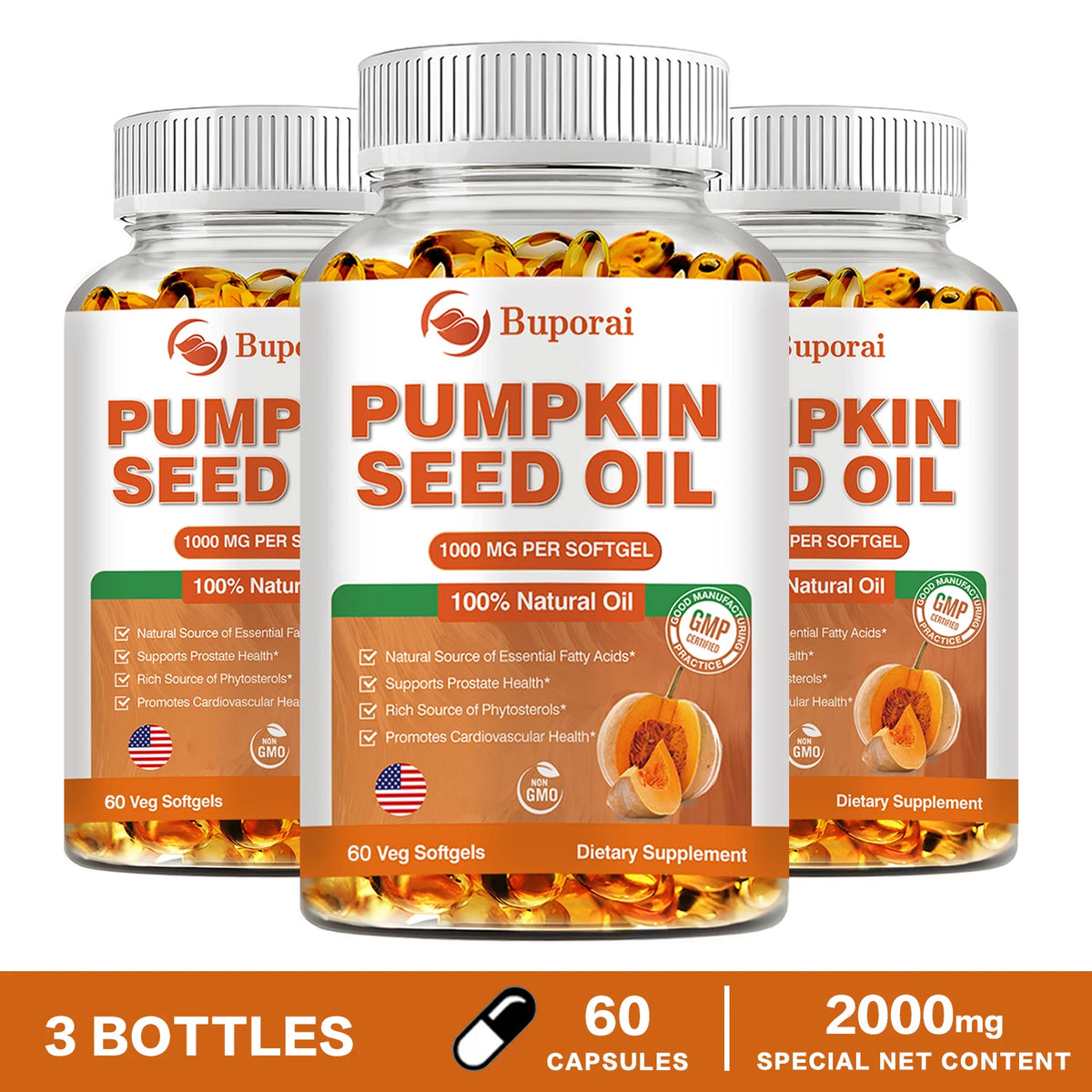 Pumpkin Seed Oil - Promotes Hair Growth, Urinary Tract and Prostate Health, Cardiovascular Support