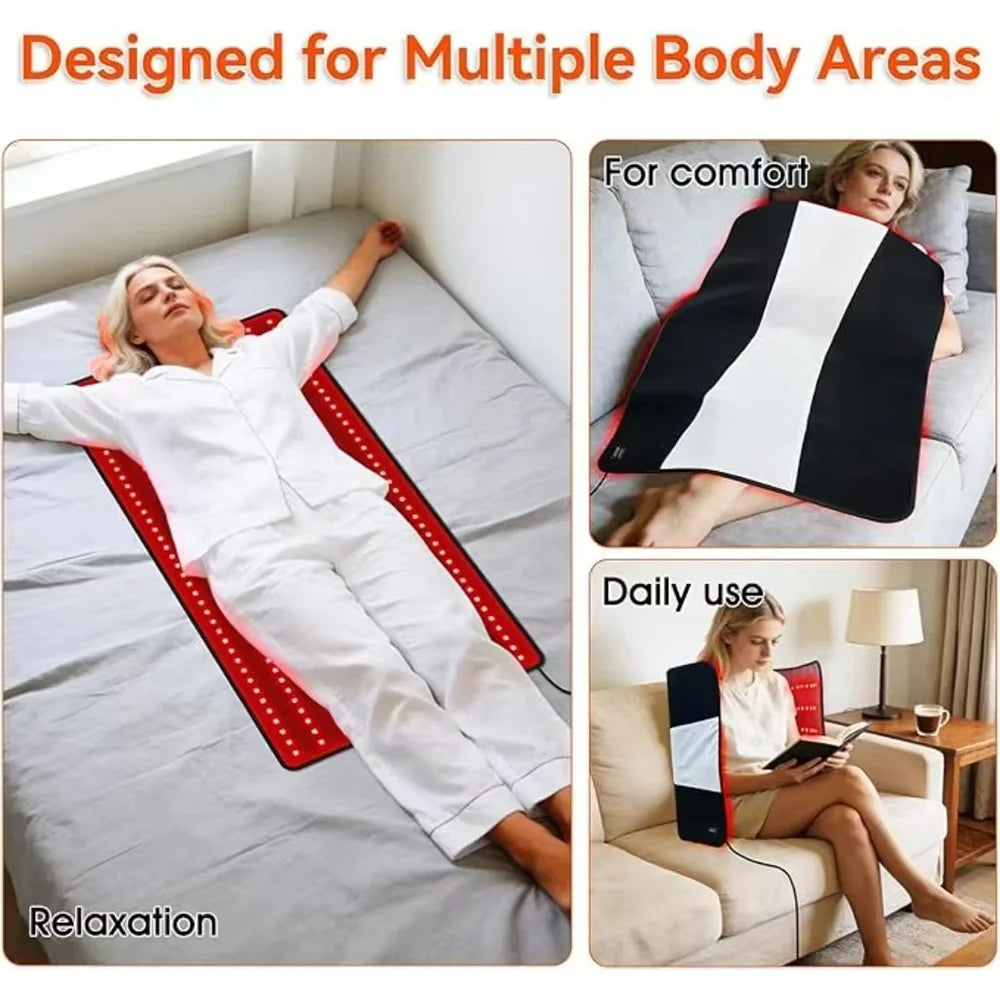Red Light Mat for Body Large 39"x24" Infrared Light Pad with 400 LEDs Tri-Chip 660nm & 850nm for Back Leg Joint & Muscle Pain