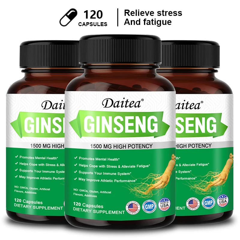 Panax Ginseng + Ginkgo Biloba Capsules, Supports Energy, Focus, Memory & Concentration, Brain Health & Physical Endurance