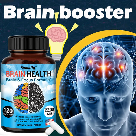 2200 Mg Brain Booster with Vitamin B6, B12 Supplement To Support Memory, Mental Clarity and Immune System Health