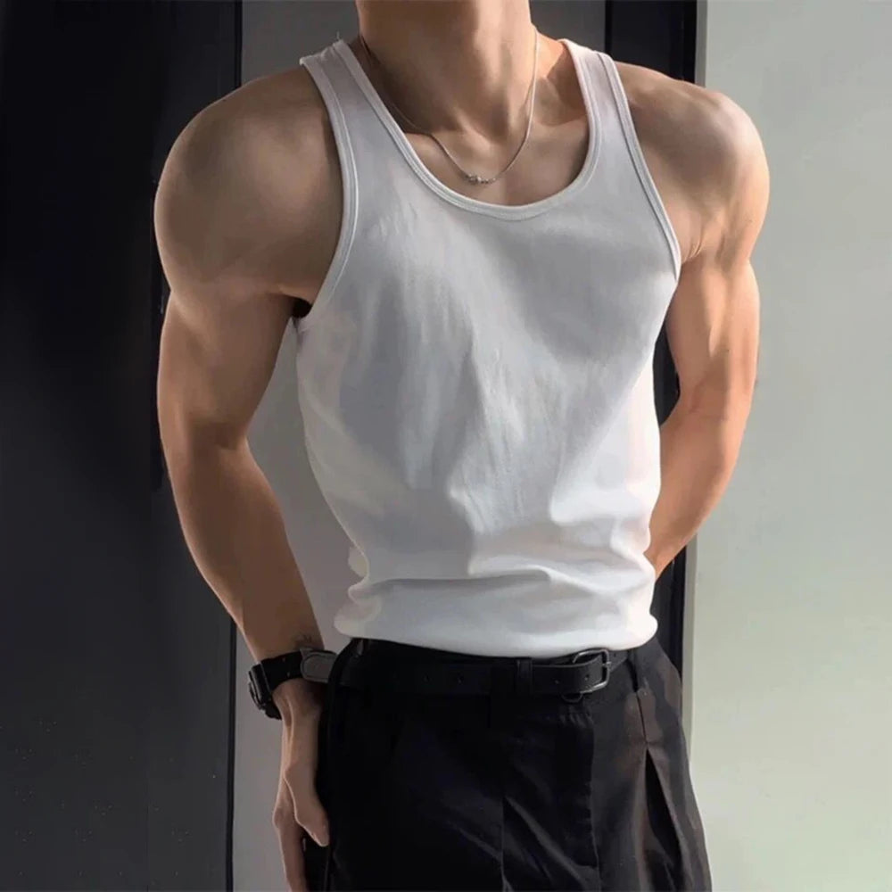 Mens Vest Plain Casual Cotton Tank Top Spring Gym Sports Fitness Daily All-Match Classic Sleeveless Top Men'S Clothing 2025 New