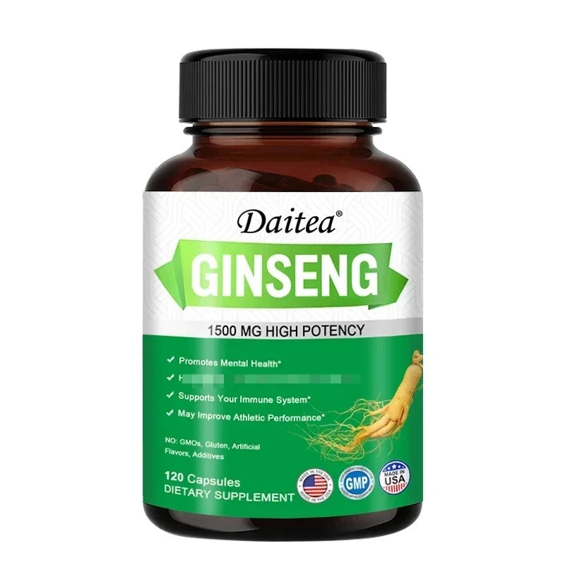 Panax Ginseng + Ginkgo Biloba Capsules, Supports Energy, Focus, Memory & Concentration, Brain Health & Physical Endurance