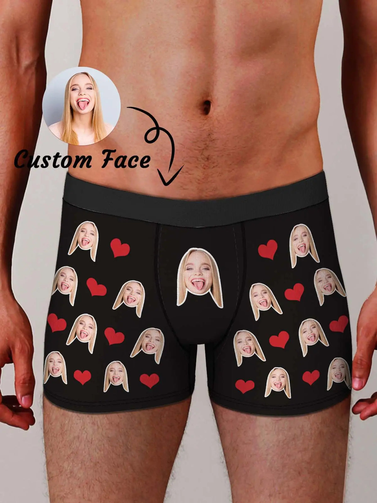 Custom Valentines Day Boxer Briefs For Men Personalized Photo Underwear Gift For Husband Boyfriend Anniversary Funny Face Print