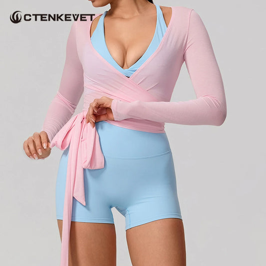 New Summer Women's Yoga Long Sleeve One Piece Top