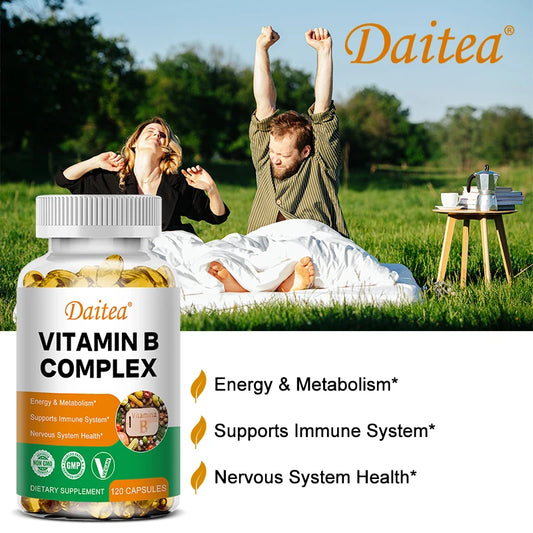 Organic Vitamin B Complex - Absorption, Supports Energy, Immune Health, Antioxidant Supplement - 120 Vegetarian Capsules