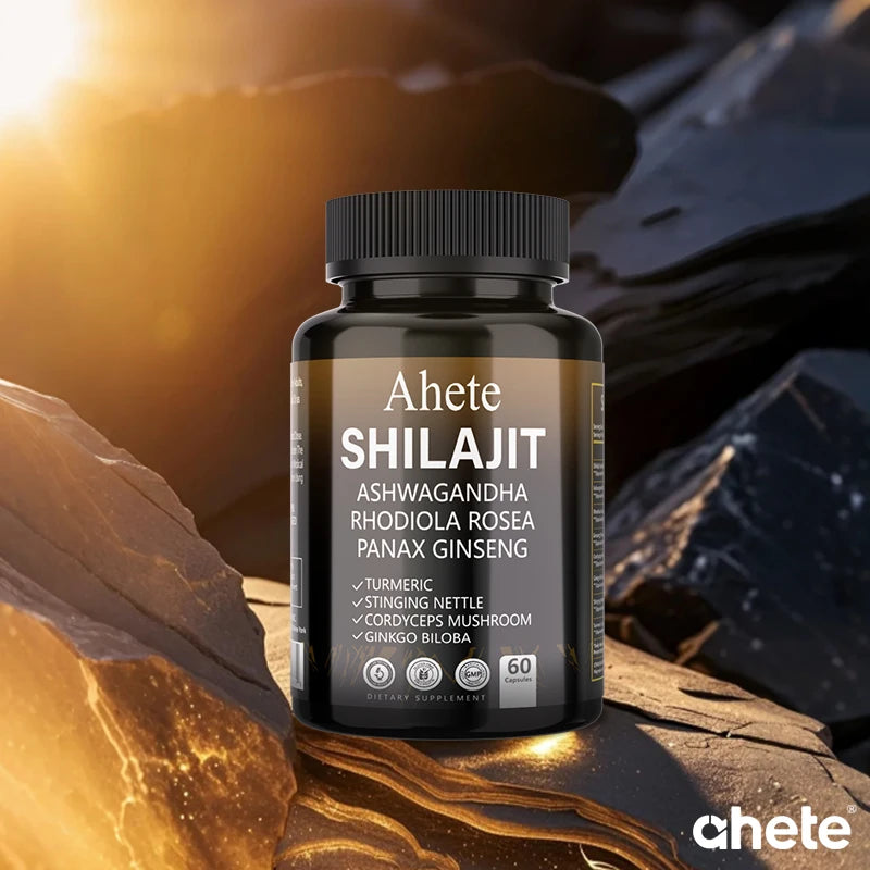 Ahete Shilajit Energy Supplement | 10 Herbal Extracts From The Himalayan Premium Shilajit, Ginseng, Ginkgo, Nettle, Turmeric.