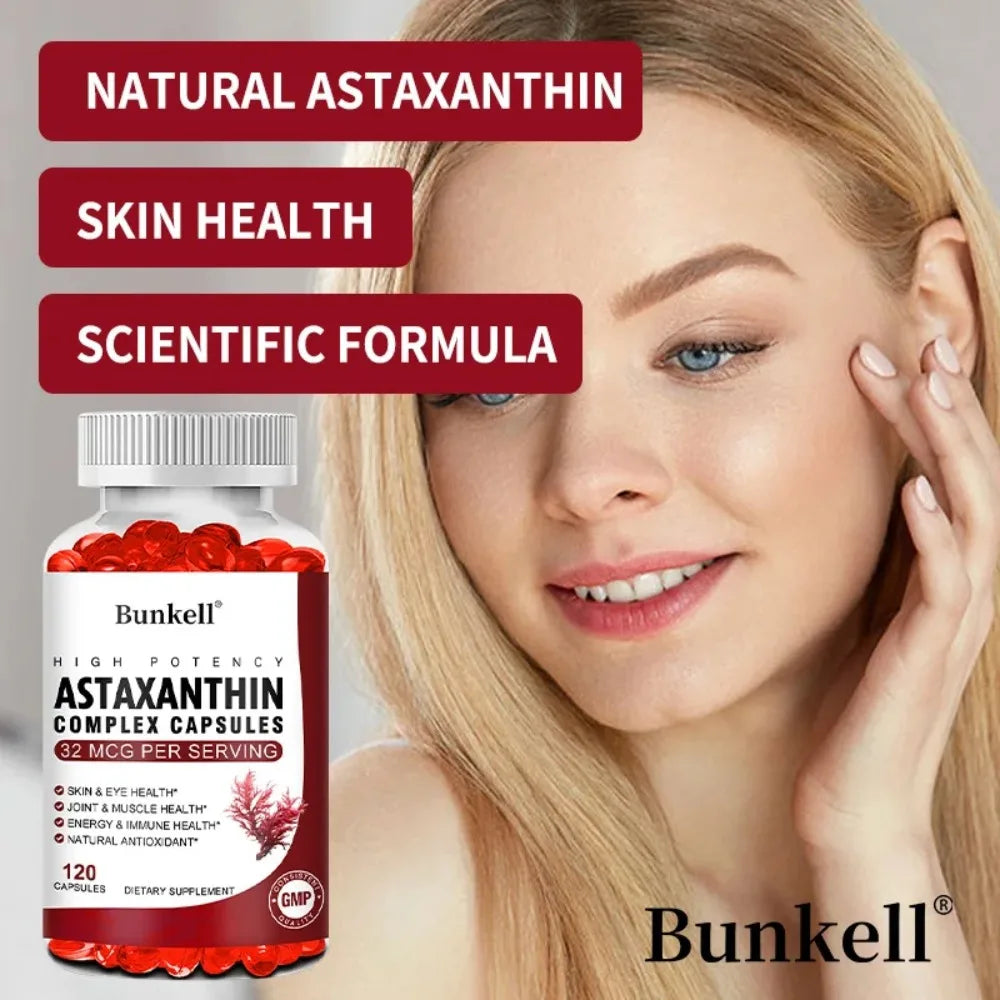 Astaxanthin Complex Capsules - with Fish Oil, Antioxidant, Supports Vision, Eye and Skin, Muscle, Joint and Immune Health