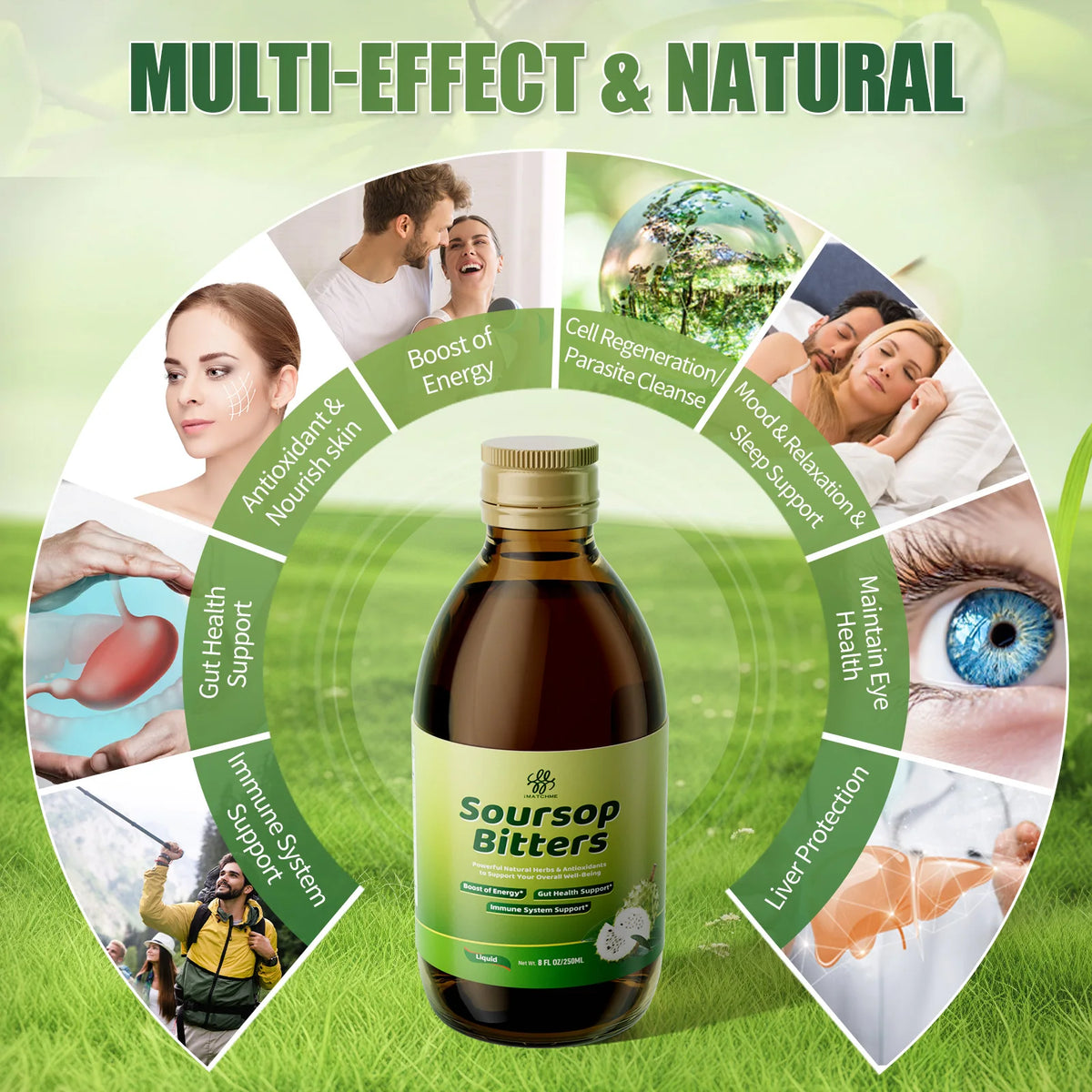 Soursop Bitters Liquid with Moringa & Turmeric for Digestive & Gut Cleanse, Antioxidant,Skin Health,Cell Regeneration,Immune