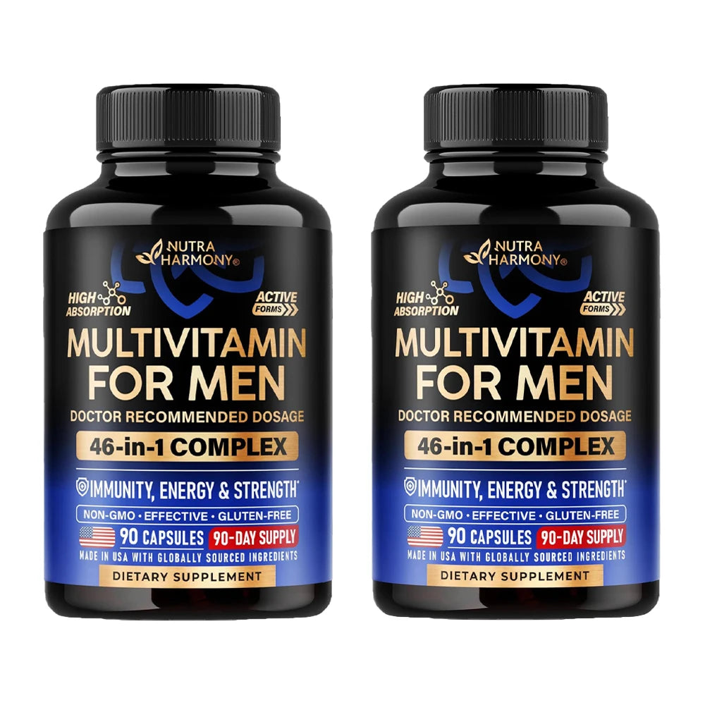 Multivitamin for Men - Energy, Focus & Brain | Men's Health Complex - 46in1 Mens Multivitamin - 90 Capsules, 1/Day