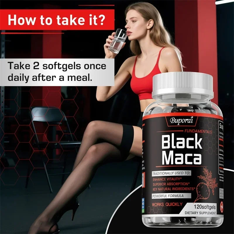 Black Maca Supplement - Natural Nergizer, Improve Performance, Energy, Endurance Muscle Mass Improve, Balance Hormones