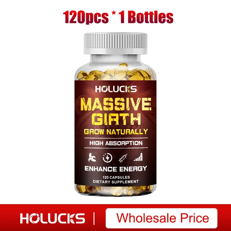 Buy 1 Get 1 Free! Massive Girth Supplement, for Enhanced Blood Flow, Stamina & Overall Male Performance, Overall Wellness, Vegan
