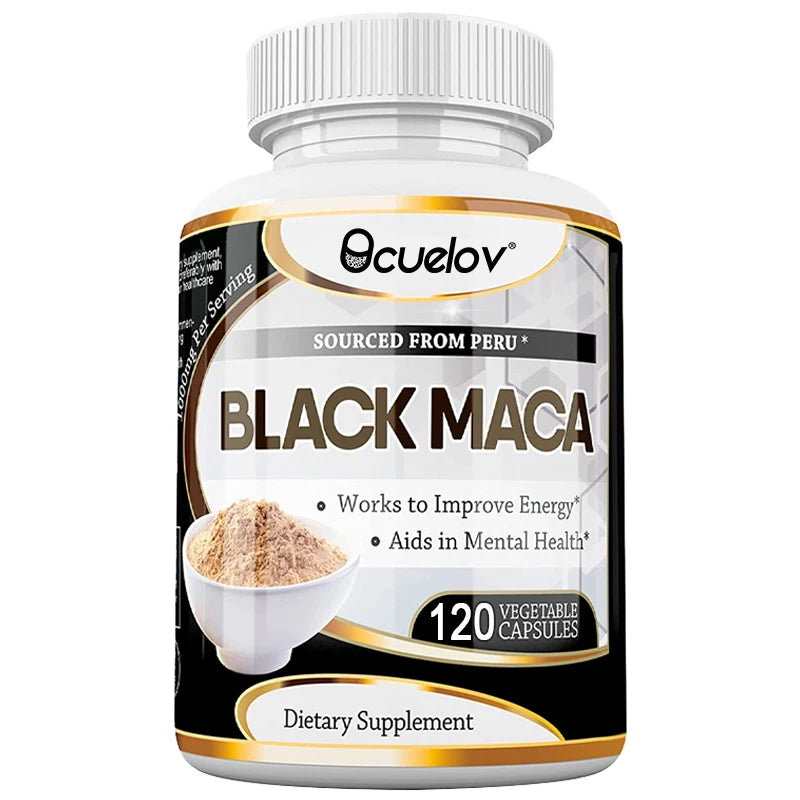 Black Maca Extract 1000mg – Organic Peruvian Maca Supplement, High Potency Energy, Mood & Performance Support, Vegan, Non-GMO