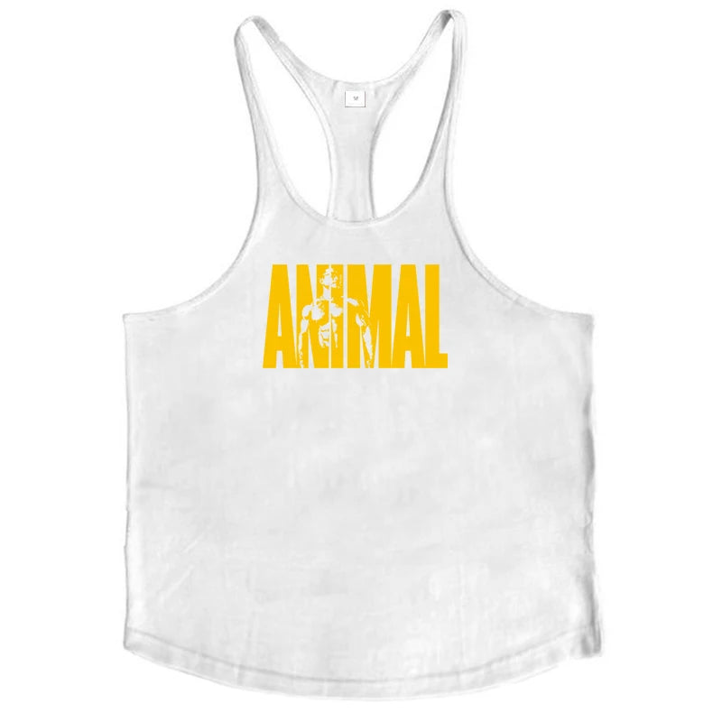 Running Vests Mens ANIMAL Letters Printed Gym Stringer Tank Tops Cotton Bodybuilding Sleeveless Singlets Muscle Fitness Clothing