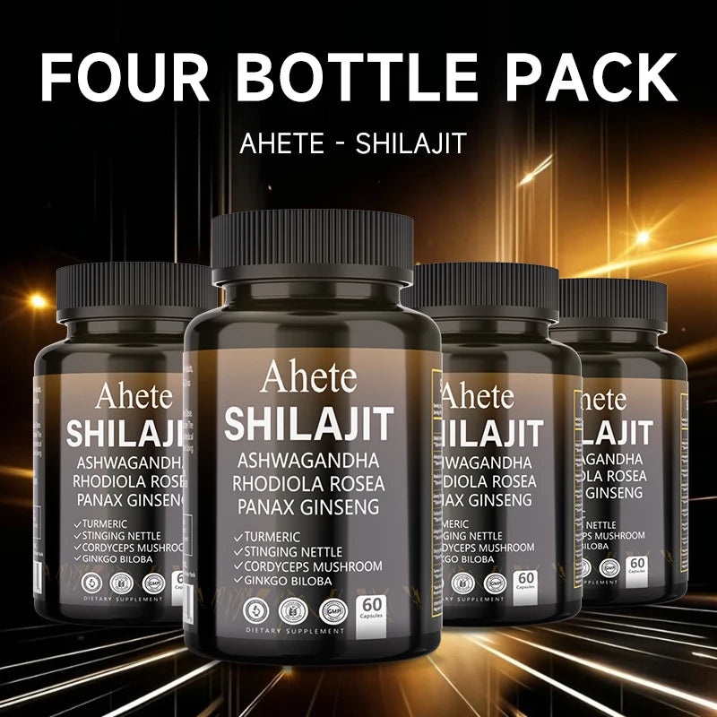 Ahete Shilajit Energy Supplement | 10 Herbal Extracts From The Himalayan Premium Shilajit, Ginseng, Ginkgo, Nettle, Turmeric.