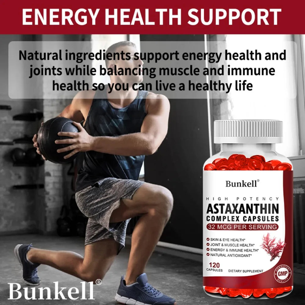 Astaxanthin Complex Capsules - with Fish Oil, Antioxidant, Supports Vision, Eye and Skin, Muscle, Joint and Immune Health