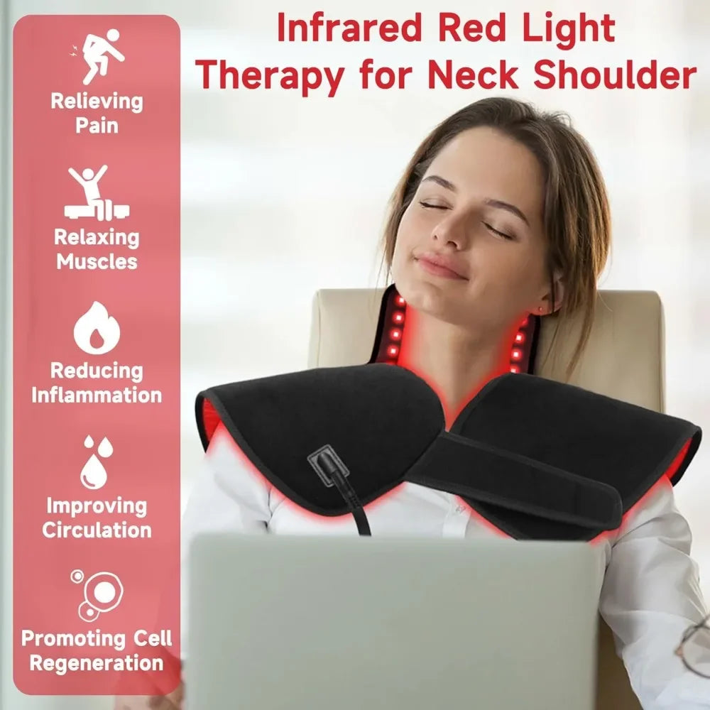 New Red Light Shoulder&Nape Physiotherapy Wearable Pad 660nm&850nm Infrared Light Therapy for Back Shoulder Neck Pain Relief
